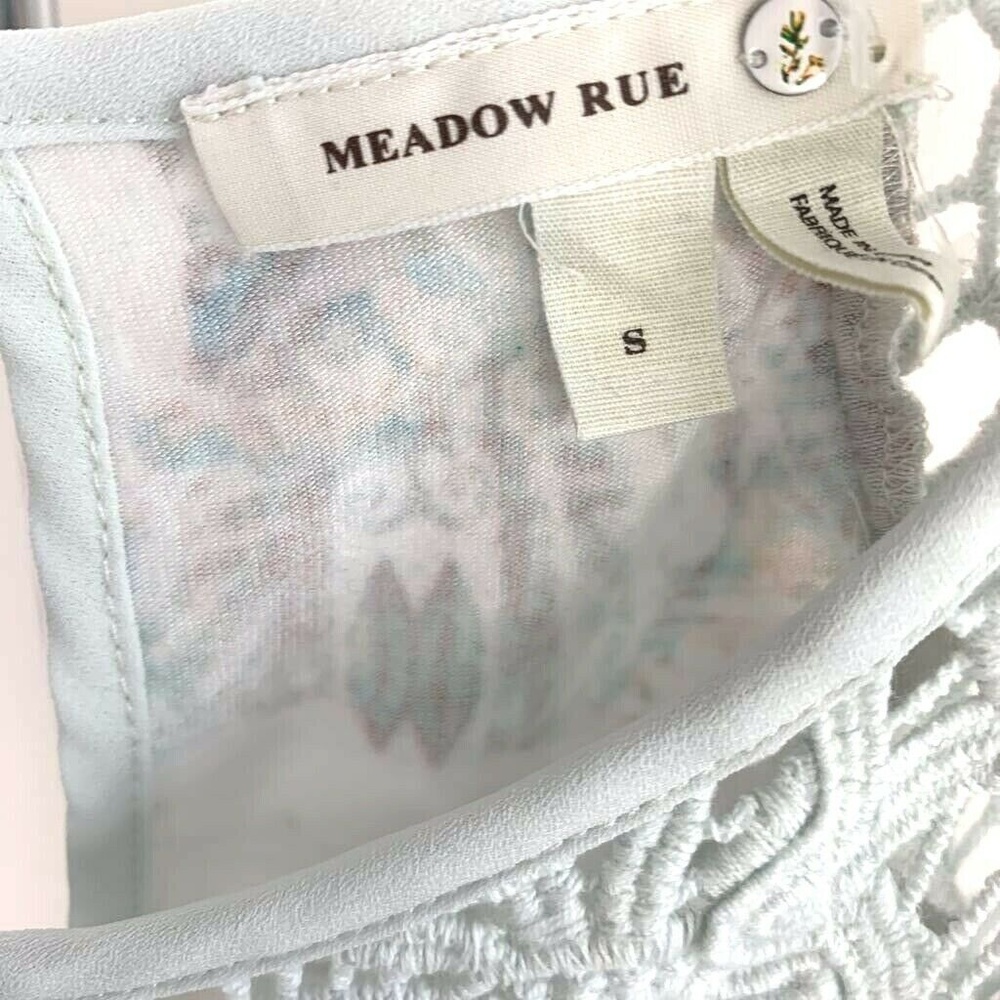 Anthropologie Meadow Rue Women's Blouse Lia Tank White Blue Floral Crochet Top S - Picture 5 of 8